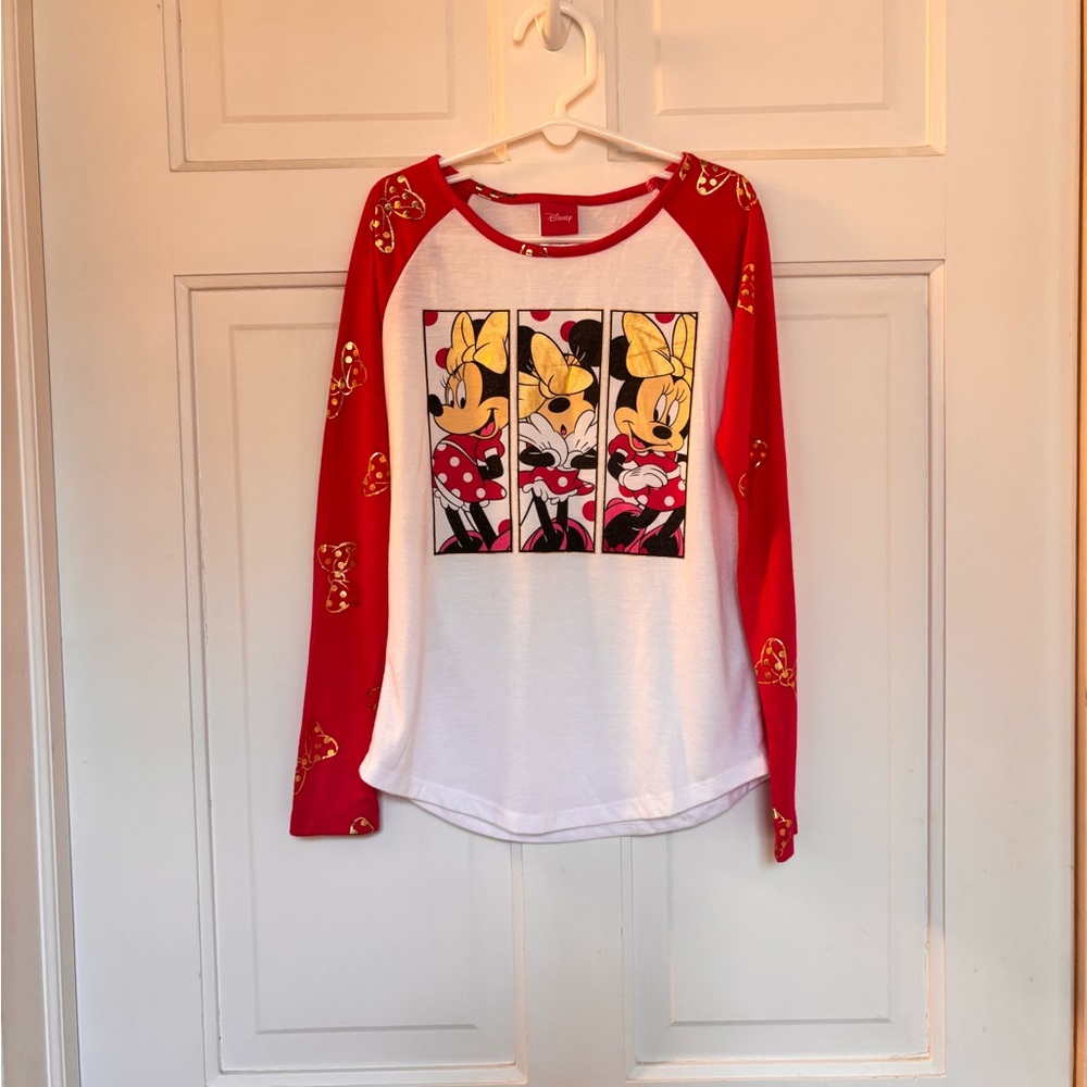 Disney Kids Pink and White Minnie Mouse Long Sleeve Tee